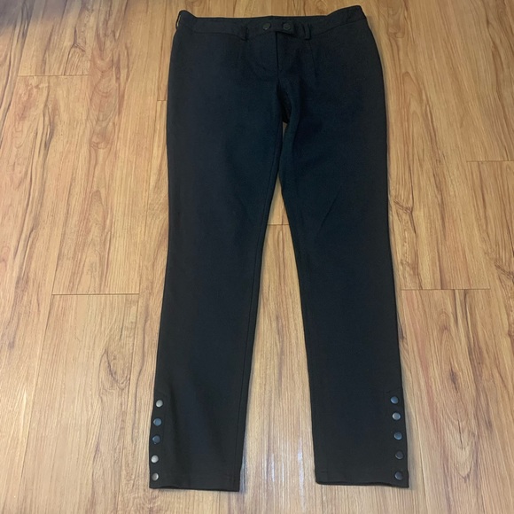 INC Black Straight Leg Pants w/ Snap Ankle Detail - Picture 2 of 9